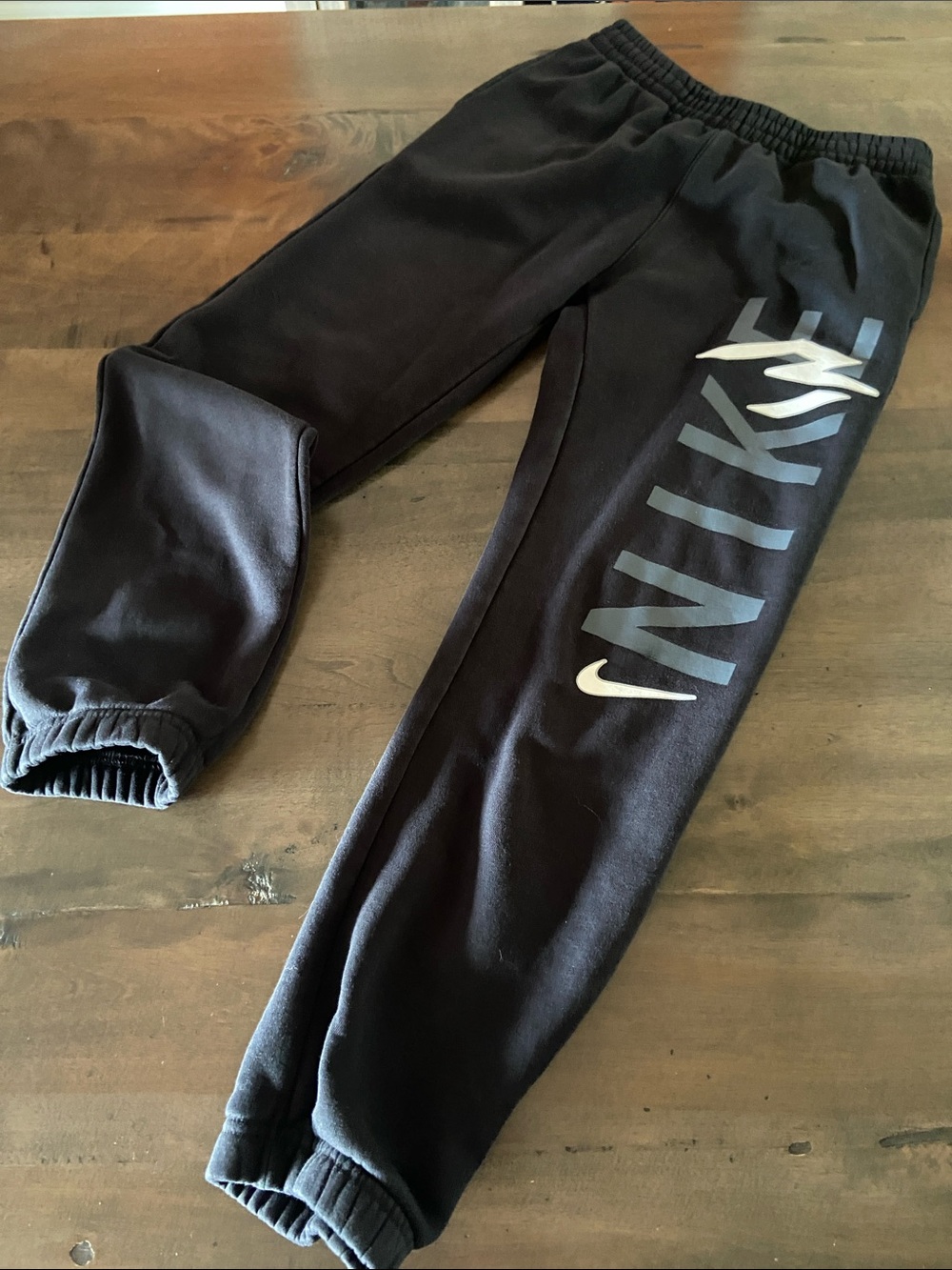 Boys Nike Black Sweatpants with Grey Nike Logo